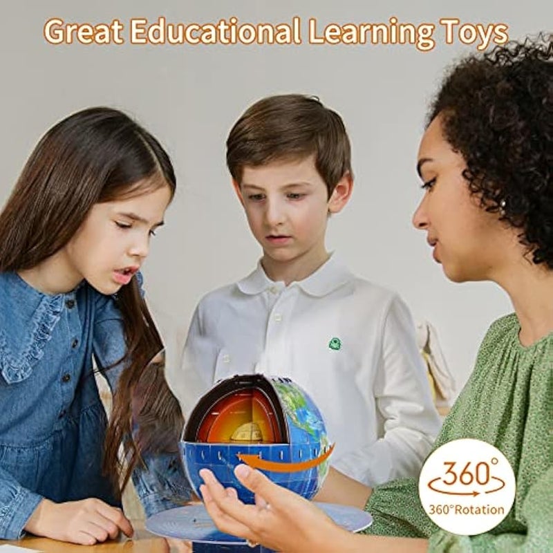 3D Puzzles for Kids Ages 8-10-12-14 Earth Globe DIY Geography Puzzle, Educational Learning Toys 3D Jigsaw World Globe Map Model Kit Teaching Aids Birthday  Gift for Boys Girls, 50 Pieces - Image 4